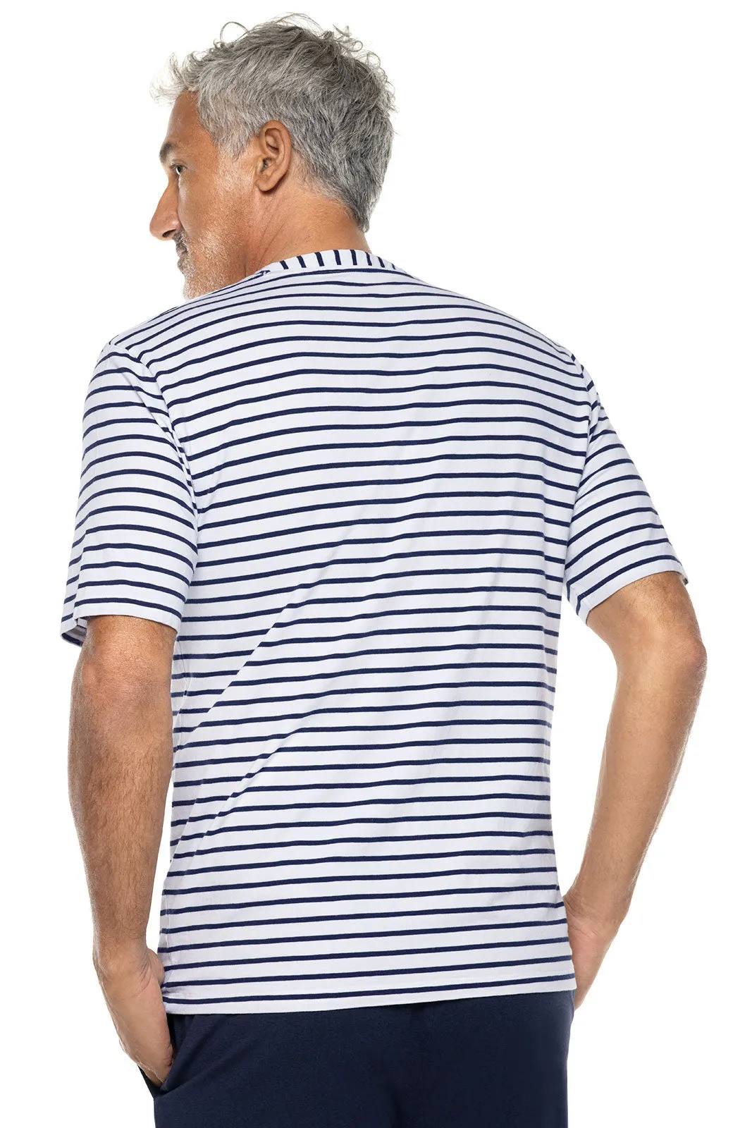 Men's Normandy Isles Notch Neck Tee  |  White/Navy Stripe