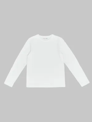 Merz b. Schwanen 2S18 Super Heavyweight 13.4oz Long Sleeve Crewneck Loopwheeled Relaxed Fit T-Shirt White