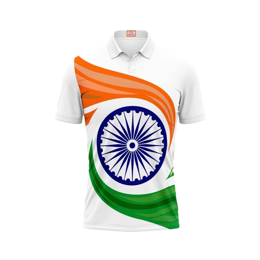 Next Print Customized Polo Neck White Jersey - Design 3