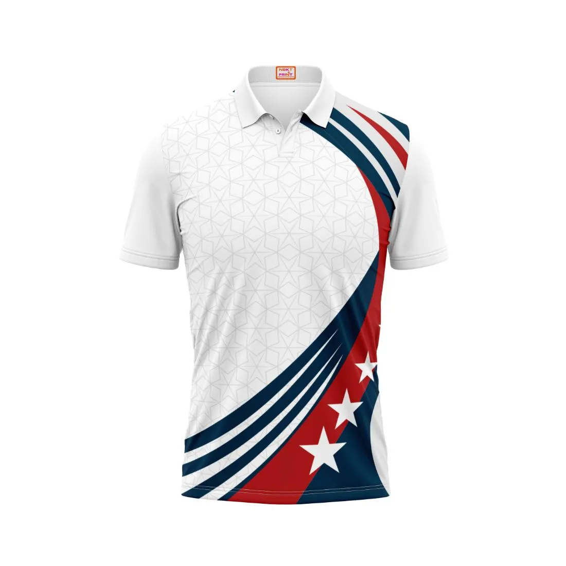 Next Print Customized Polo Neck White Jersey NPTS73