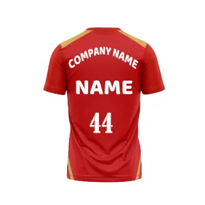 Next Print Ipl Punjab Customisable Round Neck Jersey With Company Name and Player Number.