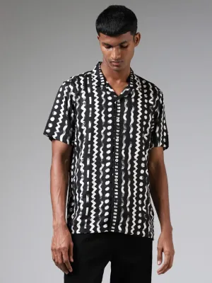 Nuon Black Abstract Printed Relaxed-Fit Shirt