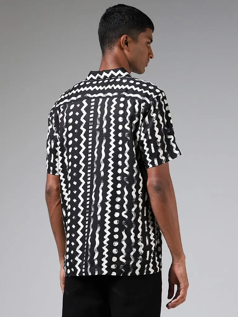 Nuon Black Abstract Printed Relaxed-Fit Shirt