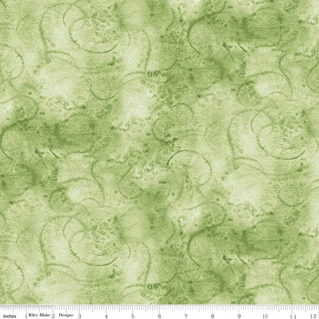 Painter’s Watercolor Swirl Sage Yardage J Wecker Frisch | Riley Blake Designs