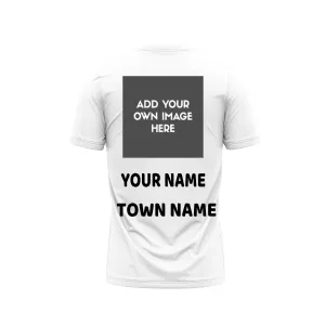 Plain Round neck White Tshirt With Your Own Photo ,Name and Town Name Printed.