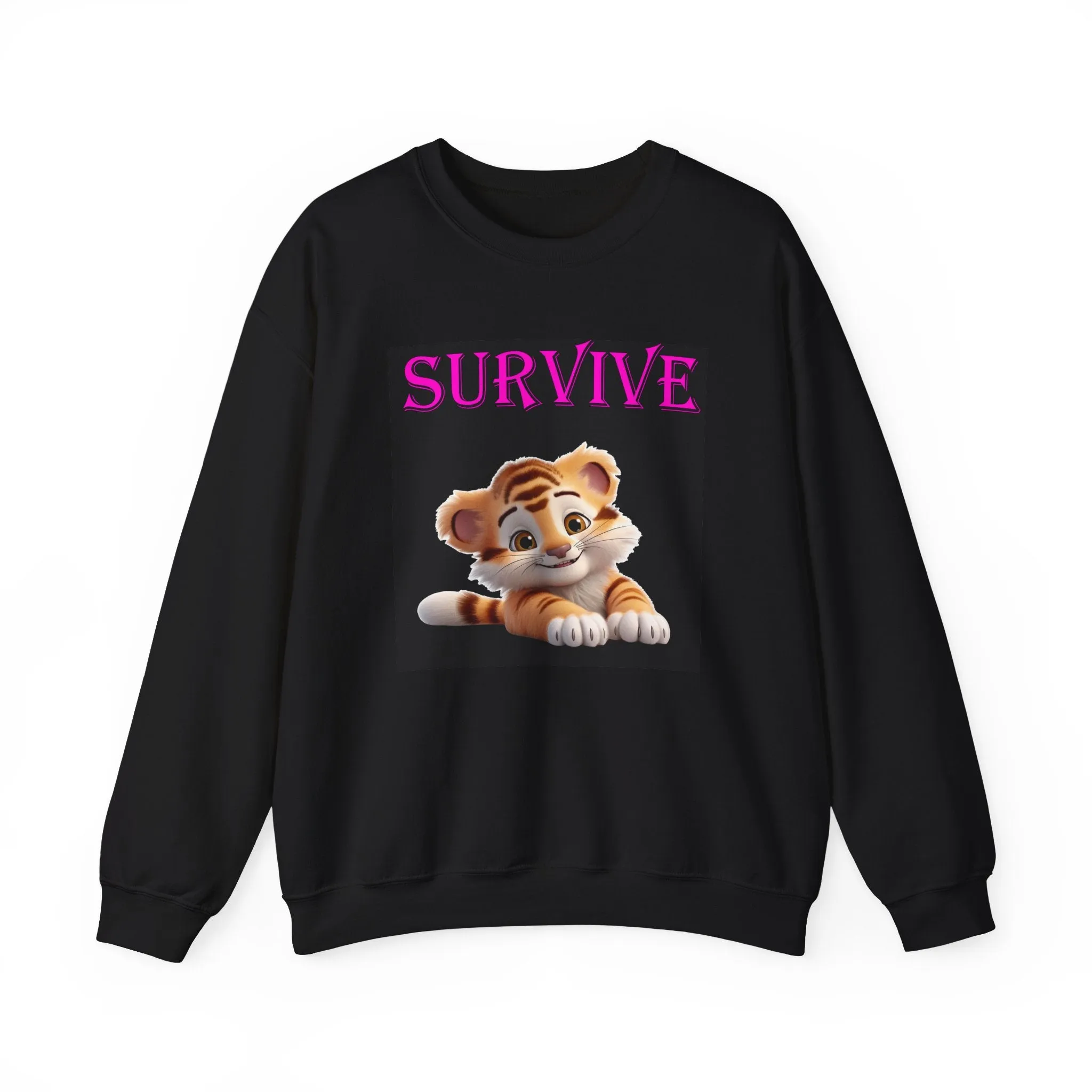 Princess Grace  Survive Tiger Graphic Sweatshirt  Cozy Unisex Crewneck for Animal Lovers