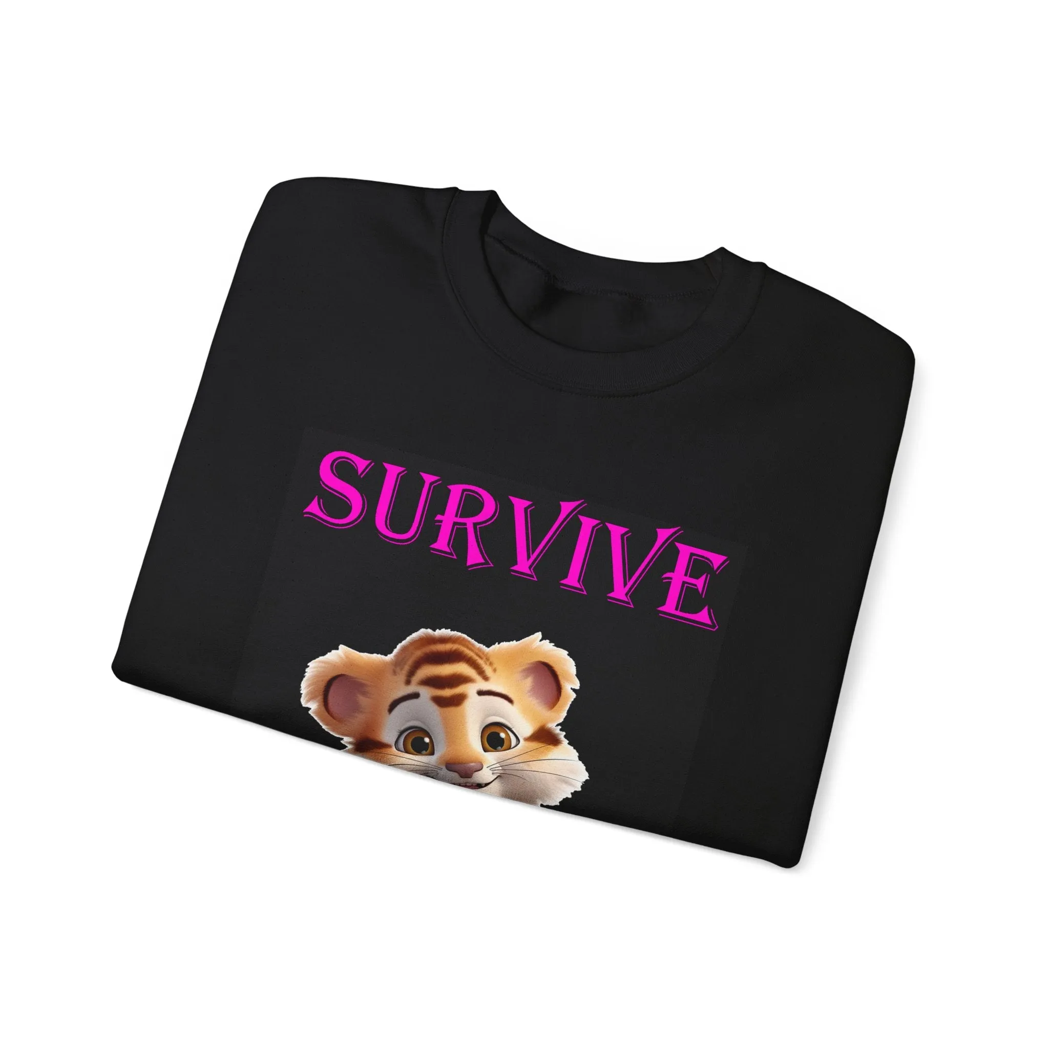 Princess Grace  Survive Tiger Graphic Sweatshirt  Cozy Unisex Crewneck for Animal Lovers