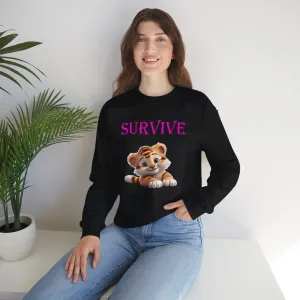 Princess Grace  Survive Tiger Graphic Sweatshirt  Cozy Unisex Crewneck for Animal Lovers