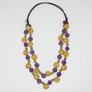 Purple and Mustard Tatum Double Strand Necklace