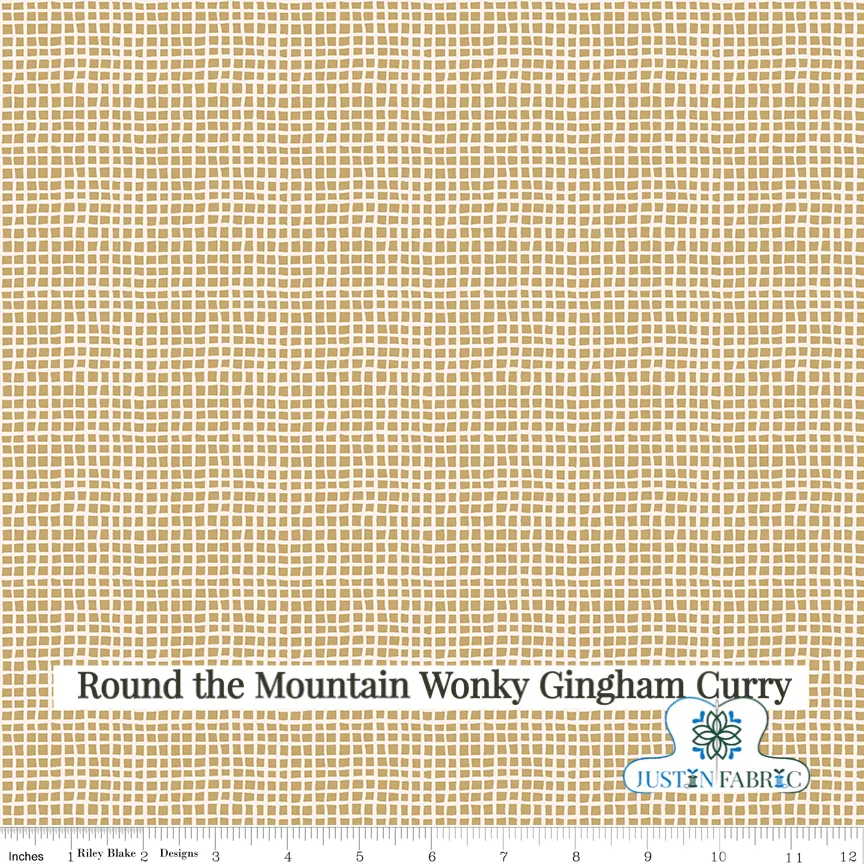 Round the Mountain Wonky Gingham Curry  Yardage by Casey Cometti | Riley Blake Designs