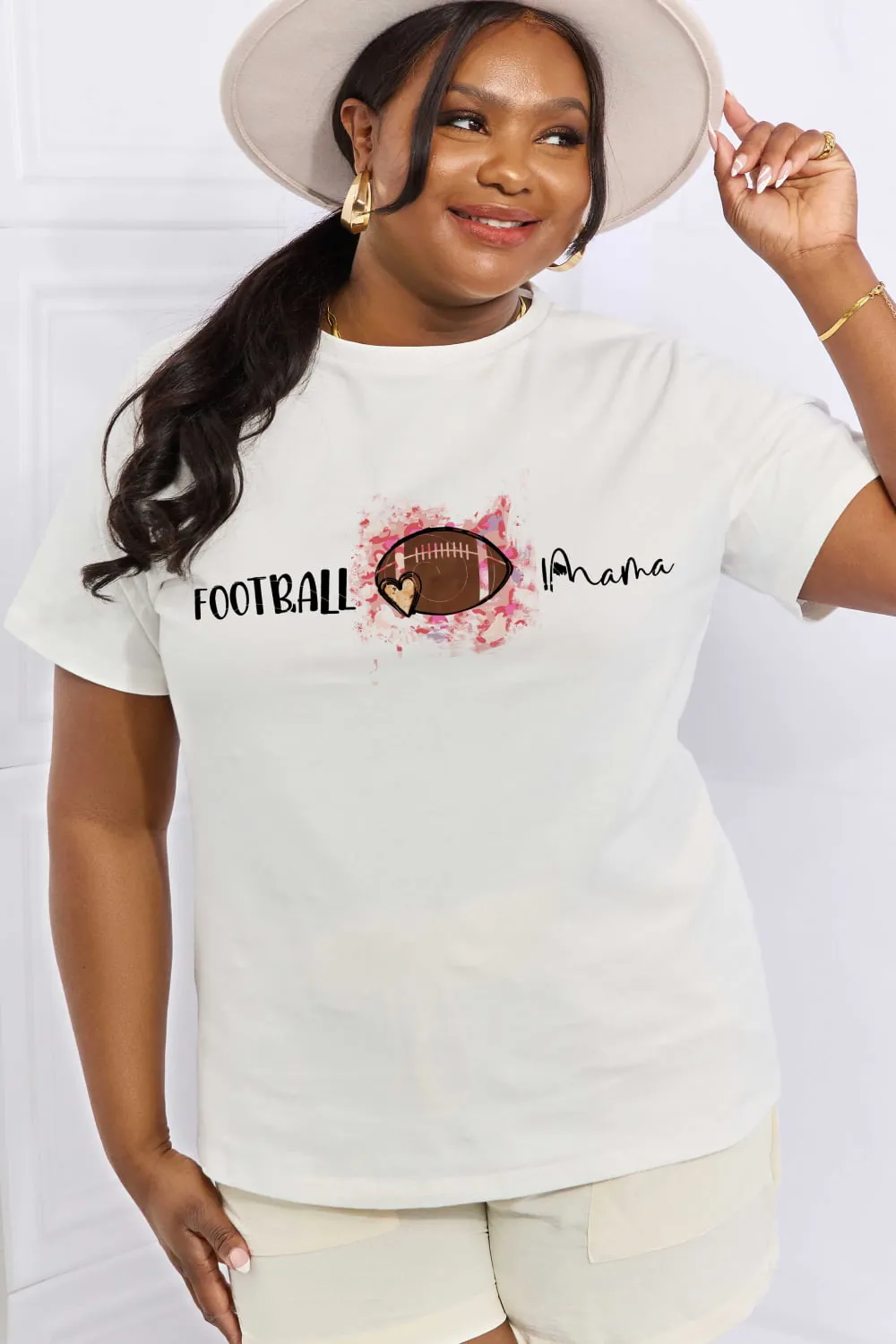 Simply Love Full Size FOOTBALL MAMA Graphic Cotton Tee