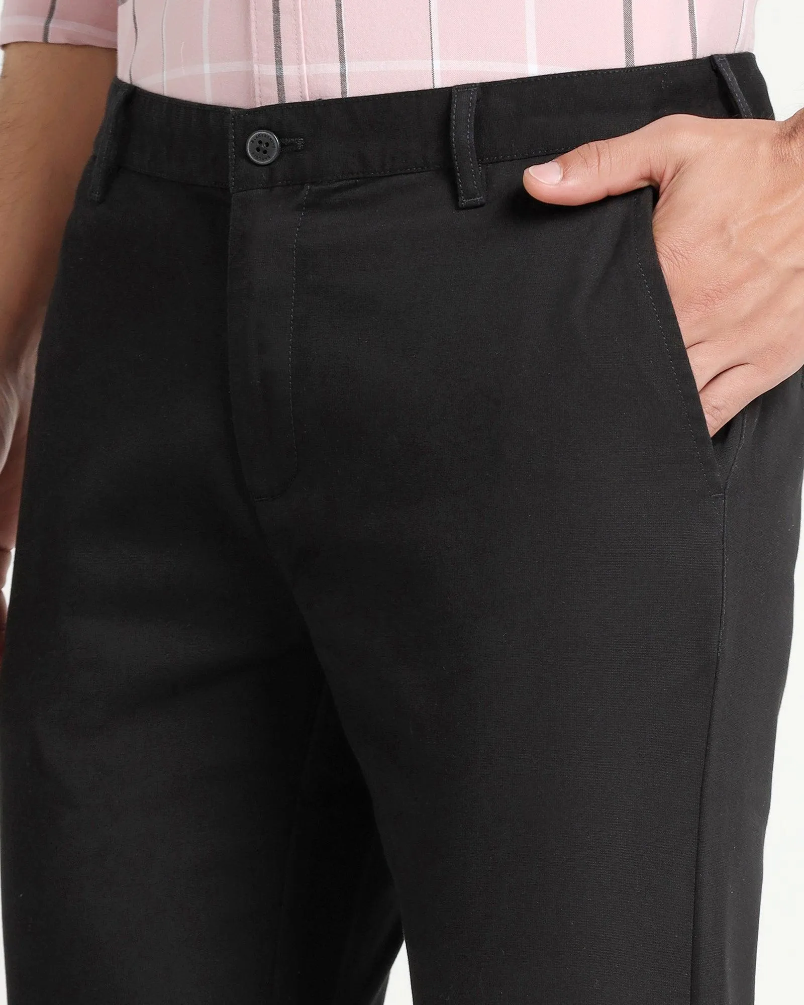 Slim Comfort B-95 Casual Black Textured Khakis - Drake