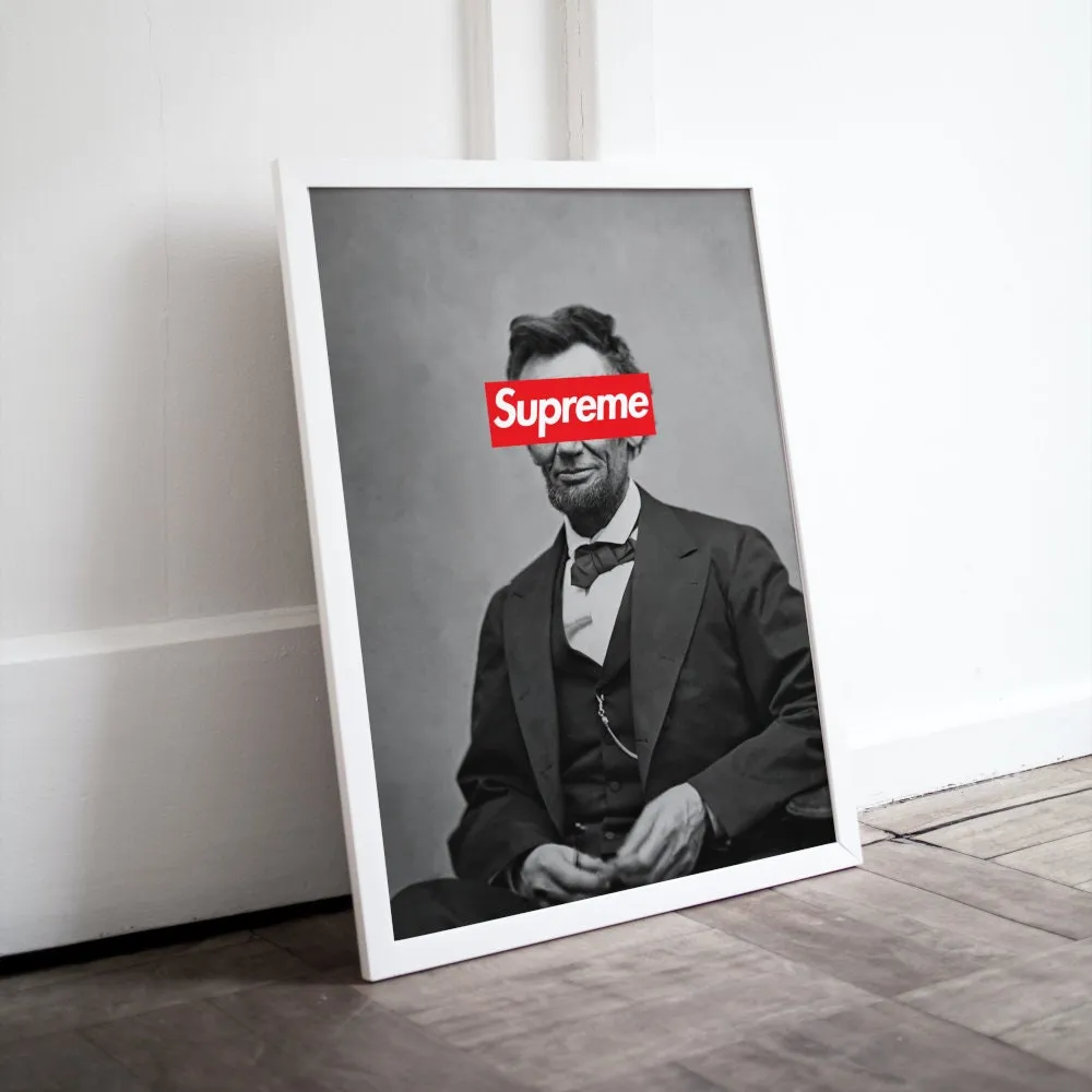 Supreme Abraham Lincoln Poster INSTANT DOWNLOAD Art Print, Hypebeast Decor, Streetwear Art, Modern Wall Art, Pop Art Prints, President Altered Art