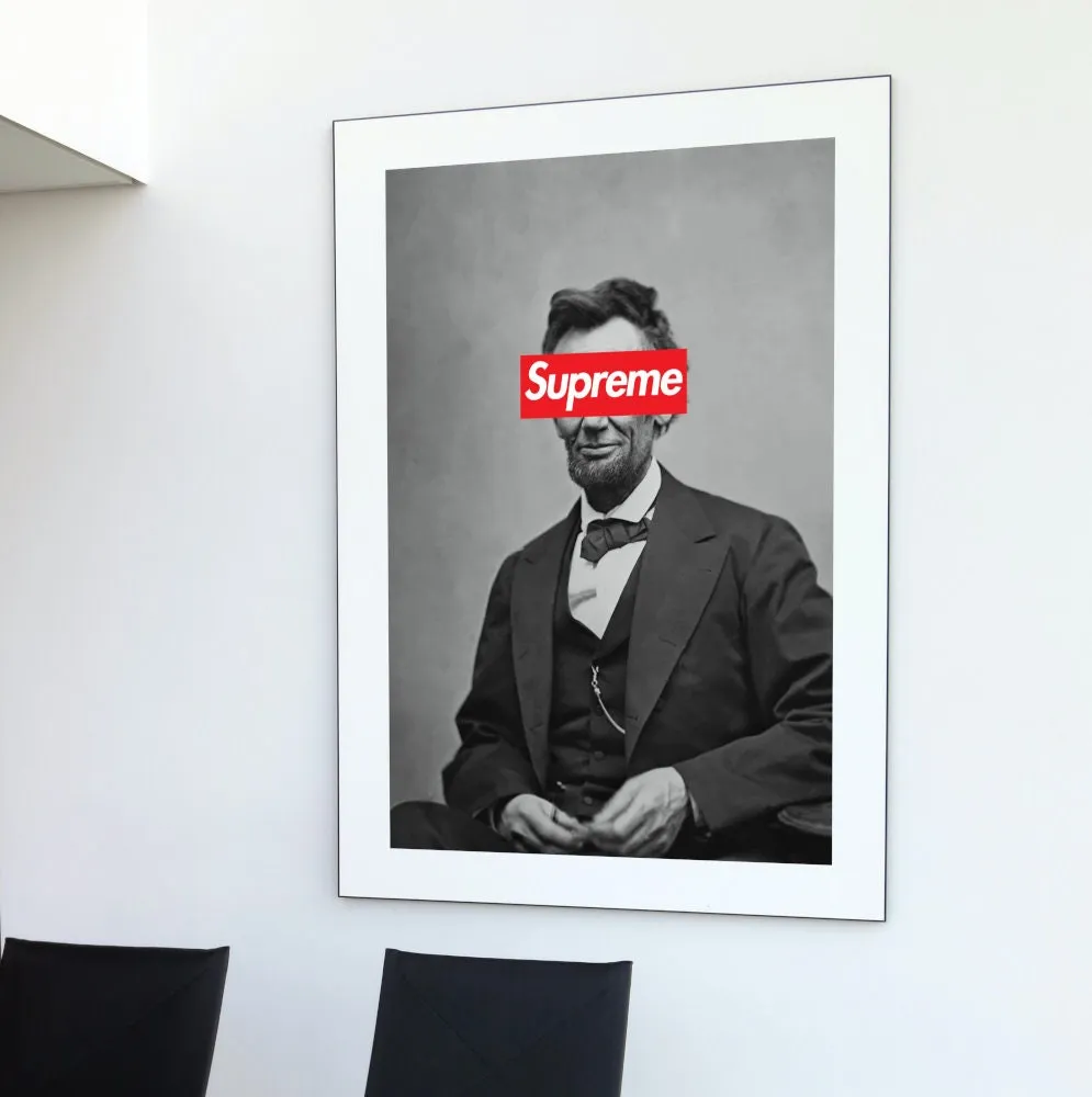 Supreme Abraham Lincoln Poster INSTANT DOWNLOAD Art Print, Hypebeast Decor, Streetwear Art, Modern Wall Art, Pop Art Prints, President Altered Art