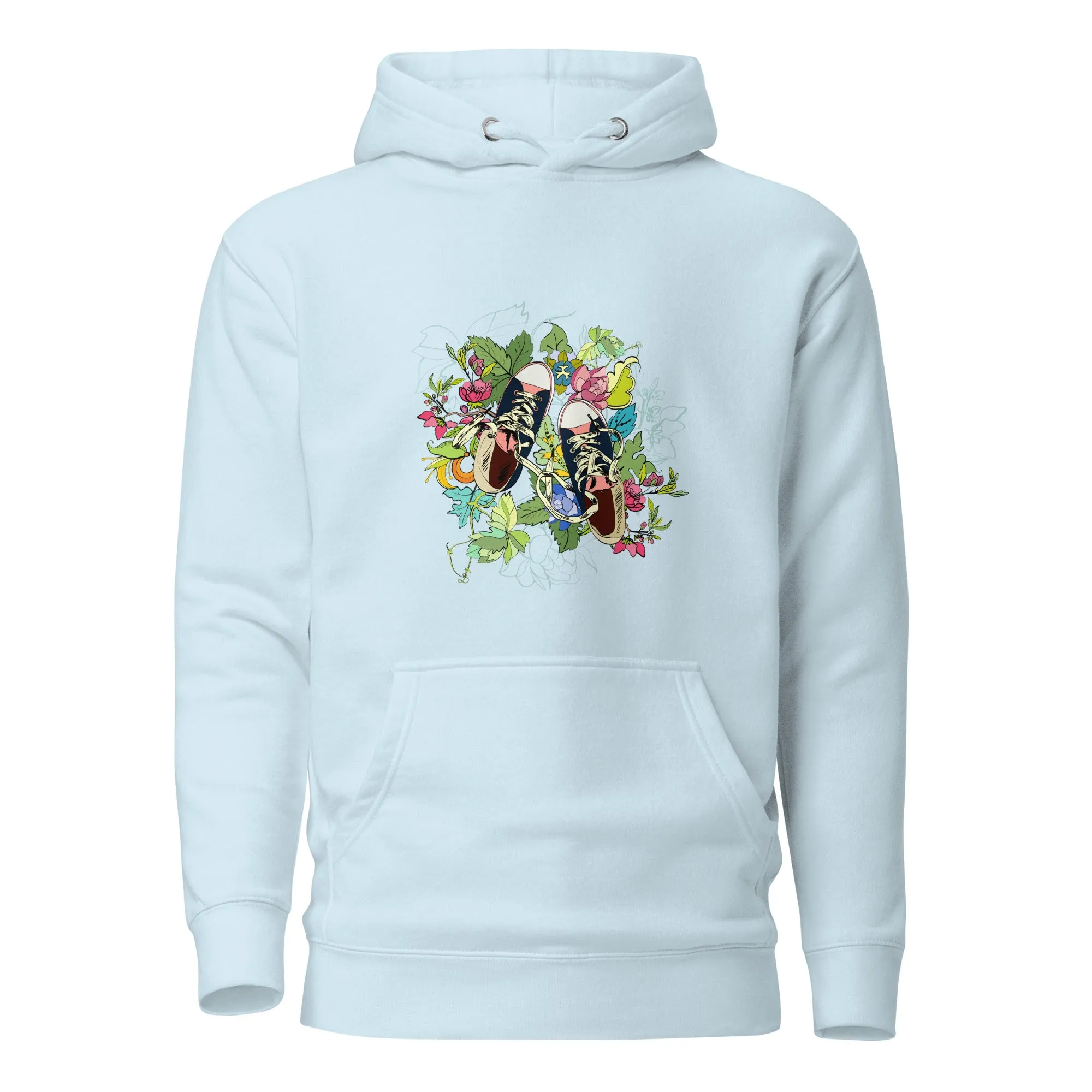 Unisex Hoodie - Floral Sneaker Fusion