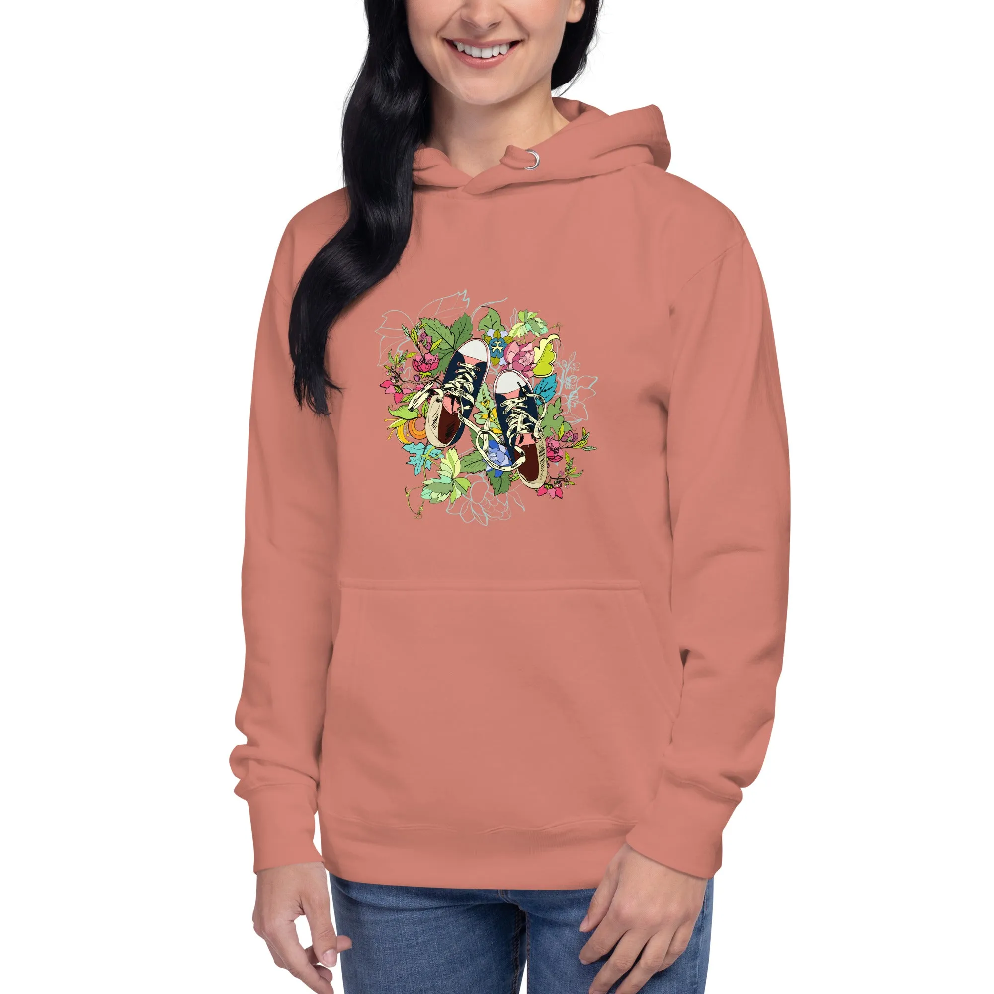 Unisex Hoodie - Floral Sneaker Fusion