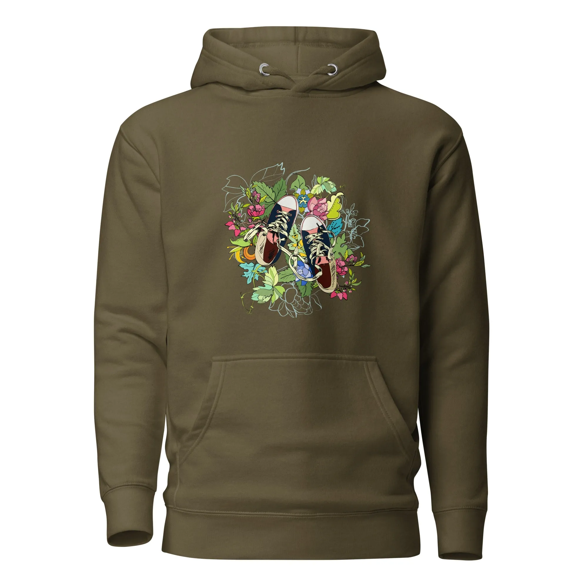 Unisex Hoodie - Floral Sneaker Fusion