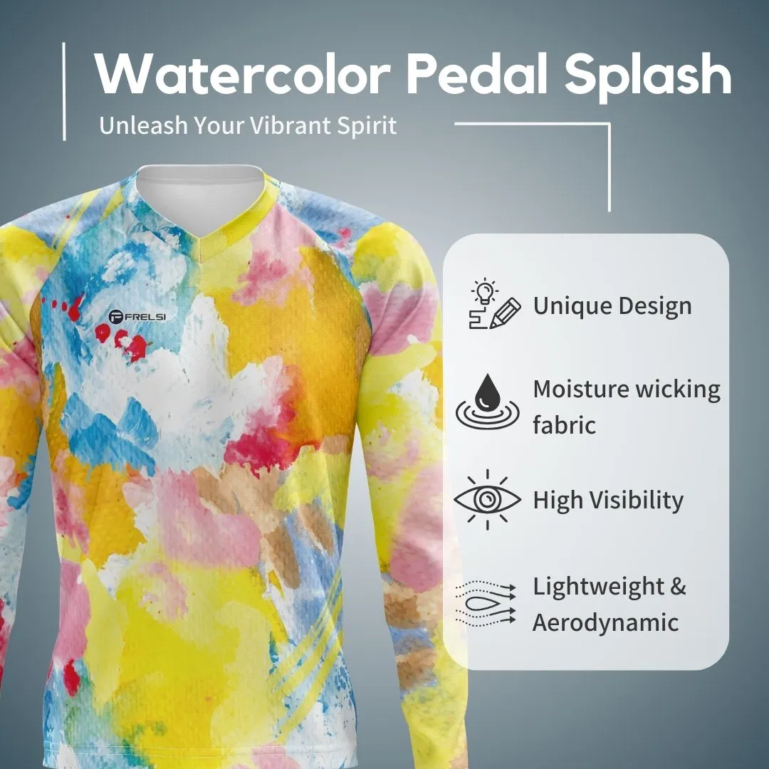 Watercolor Pedal Splash | Long Sleeve MTB Cycling Jersey