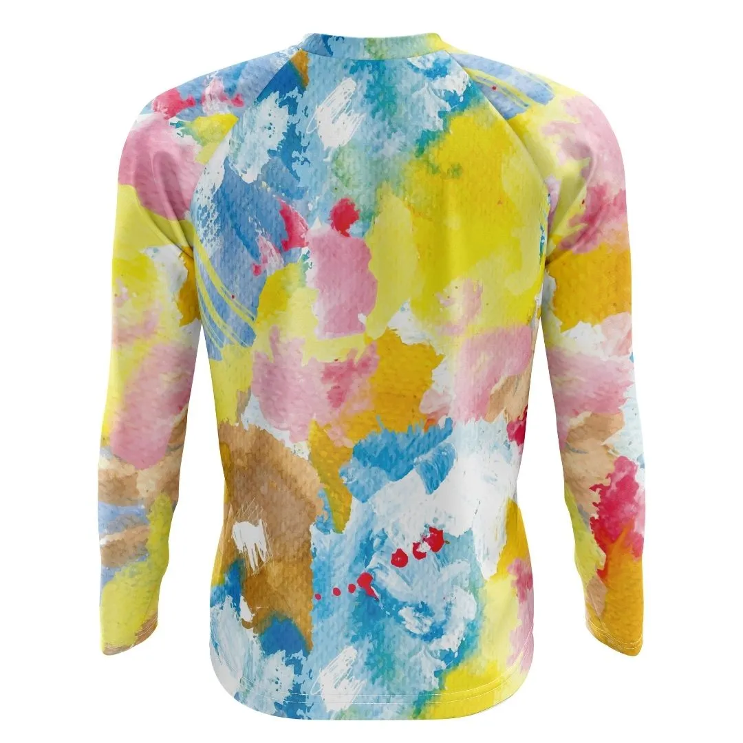 Watercolor Pedal Splash | Long Sleeve MTB Cycling Jersey