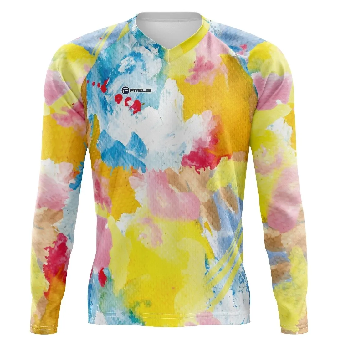 Watercolor Pedal Splash | Long Sleeve MTB Cycling Jersey