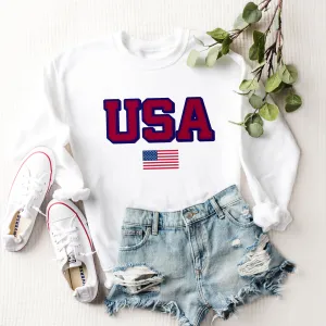 Women's USA Fourth of July T Shirt, Tank or Crewneck Sweatshirt 4th of July Shirts Trendy Oversize Pullover, Tank or Tee