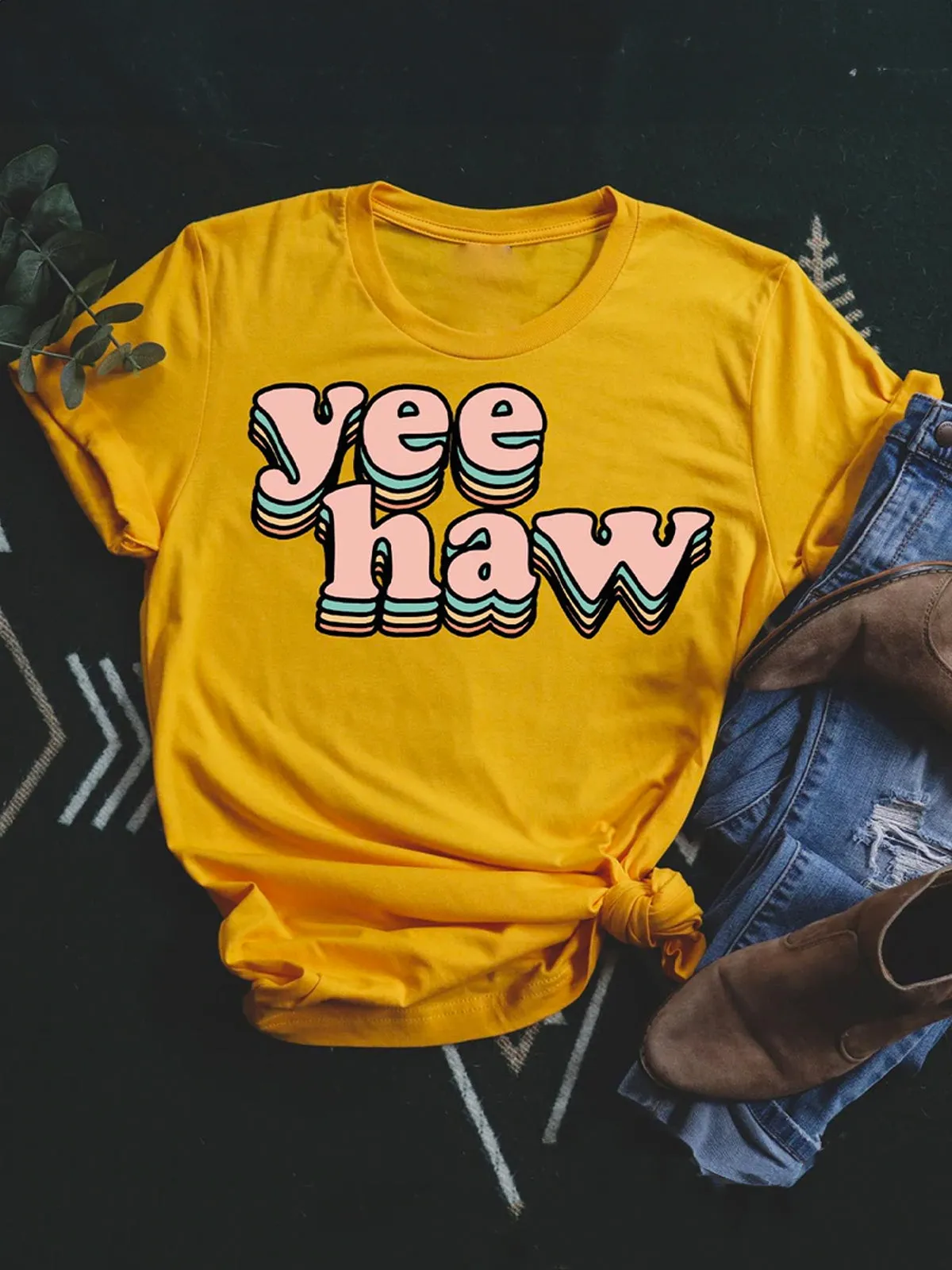 Yee Haw Graphic Tee, Gold